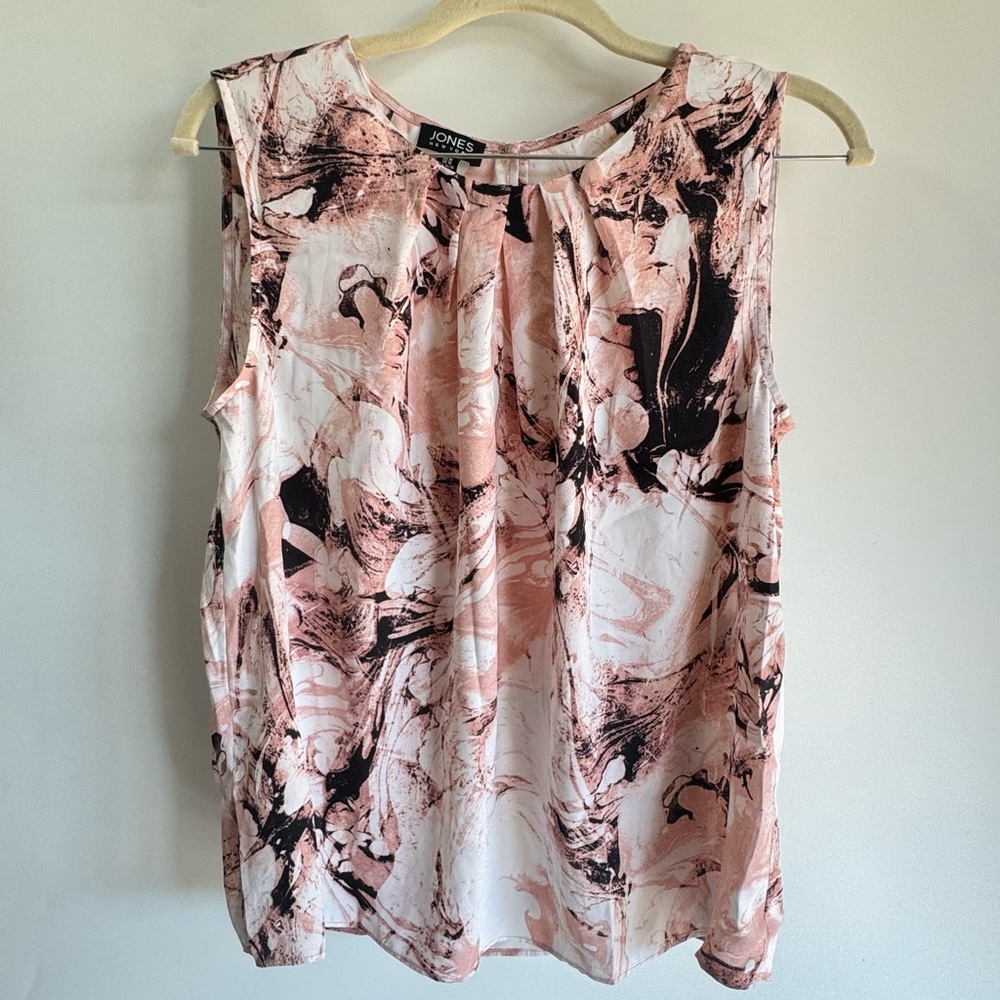 Jones New York Women's Sleeveless Blouse Abstract Florals Pink Medium